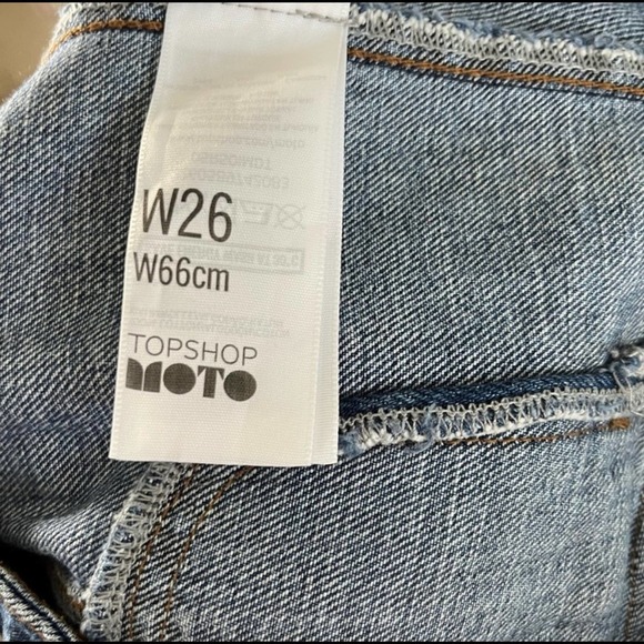 Topshop women’s medium wash moto button front denim skirt size 26 - Picture 5 of 6